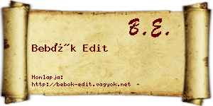 Bebők Edit névjegykártya